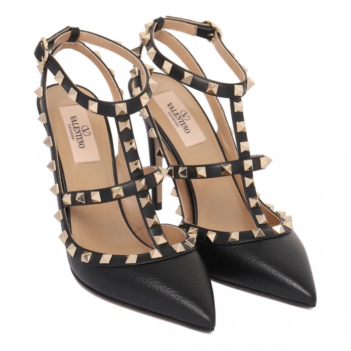 Rockstud ankle strap pumps