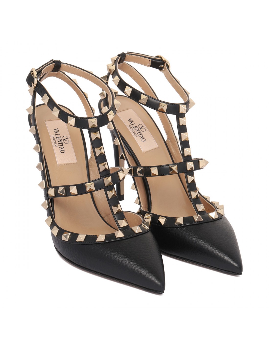 Rockstud ankle strap pumps