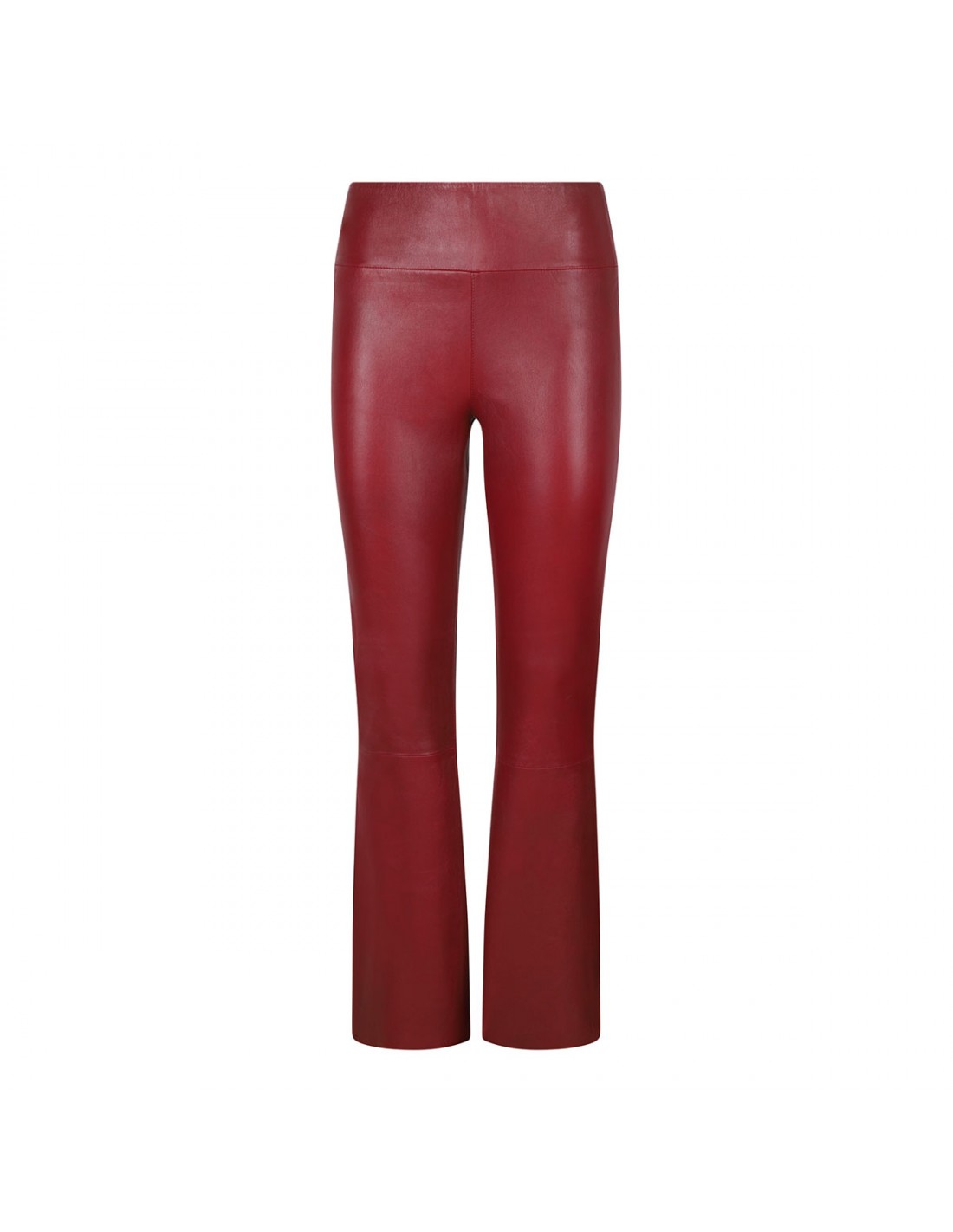 Cherry hue leather ankle flare pants