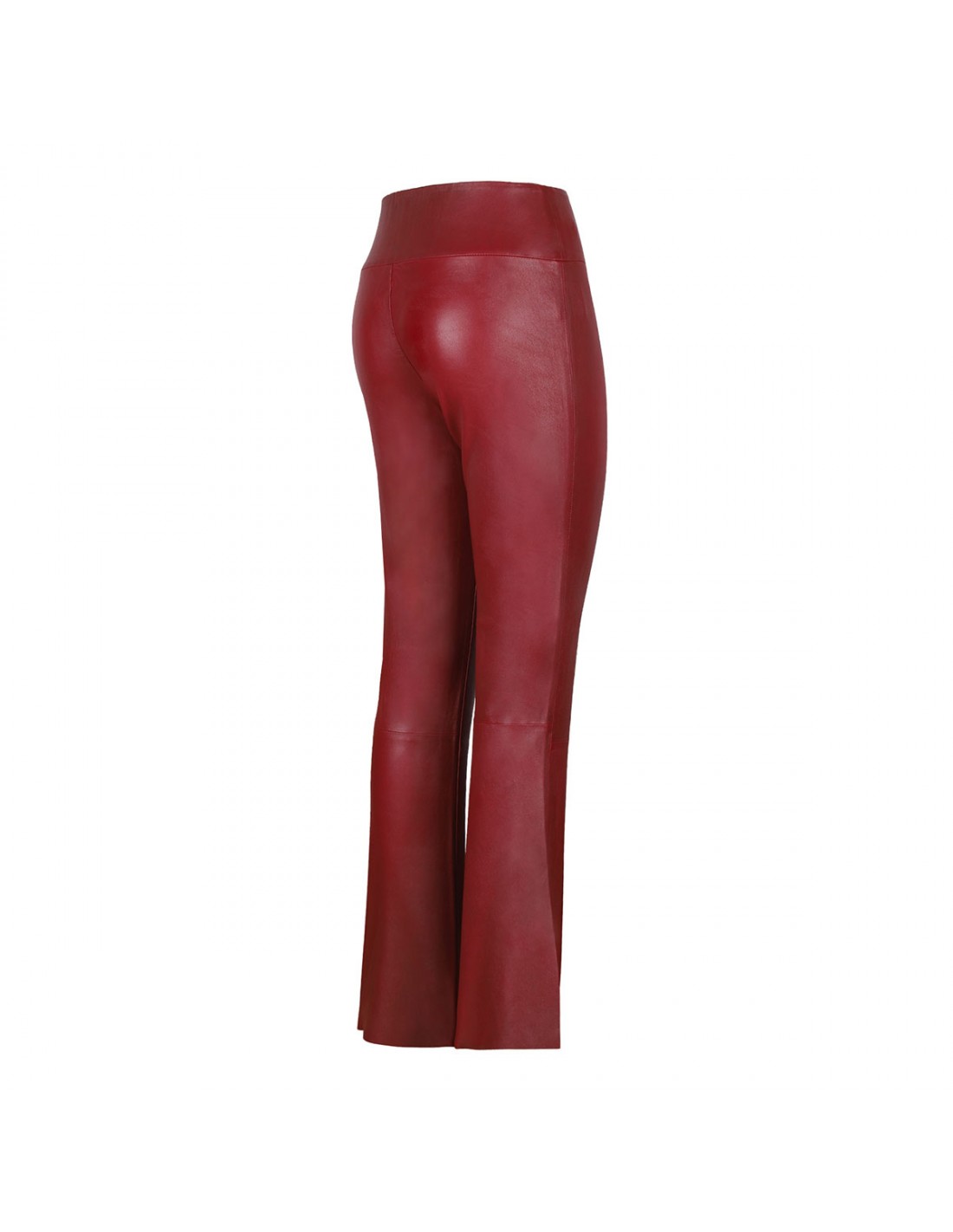 Cherry hue leather ankle flare pants