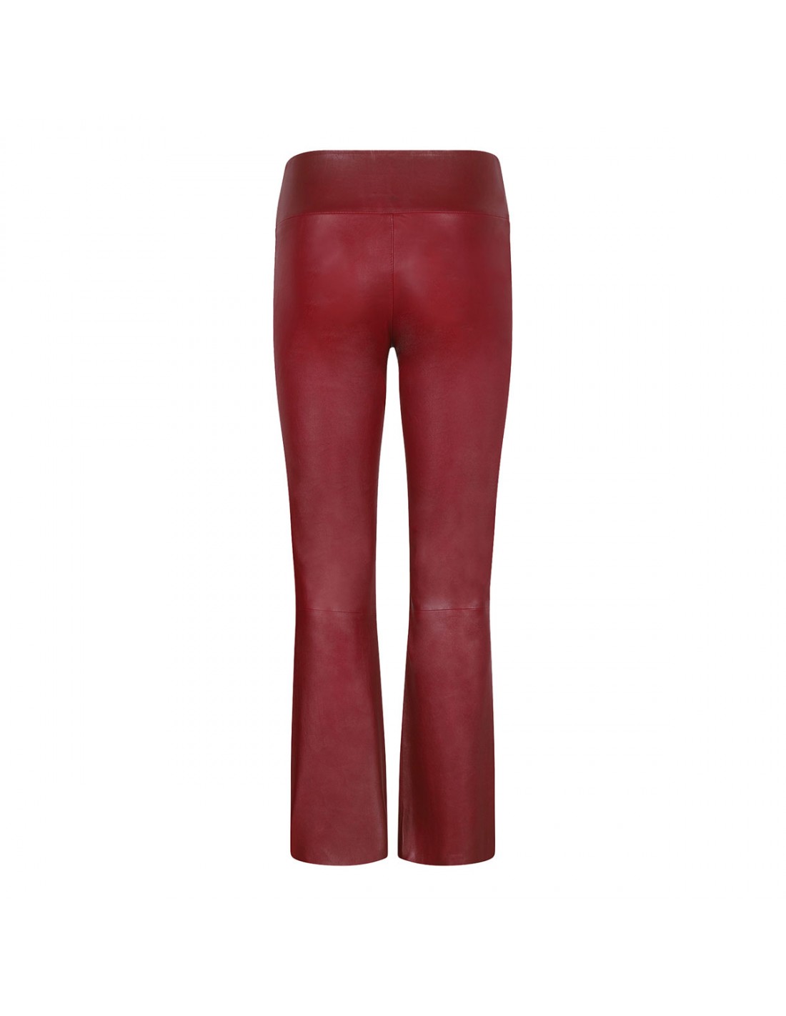 Cherry hue leather ankle flare pants