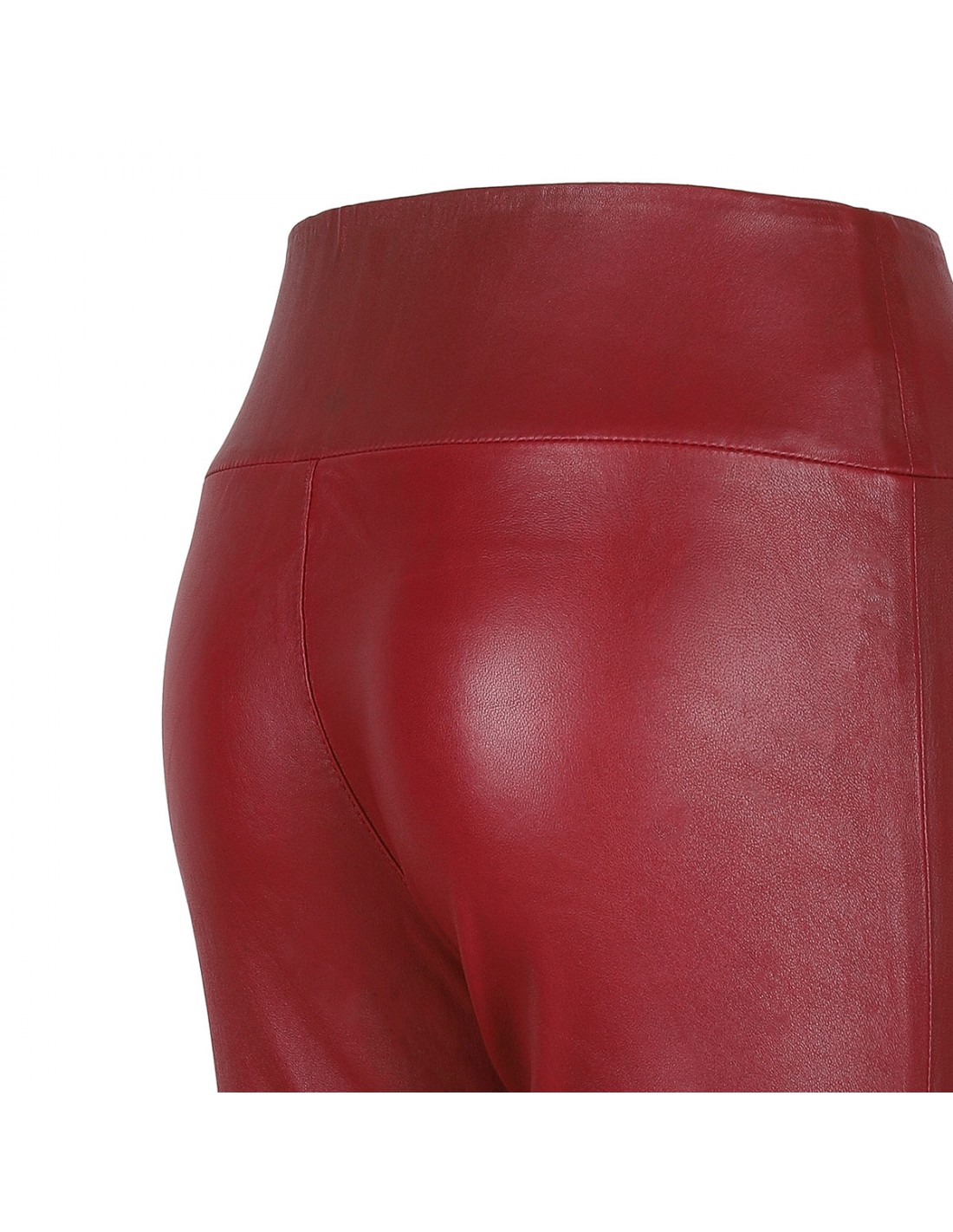 Cherry hue leather ankle flare pants