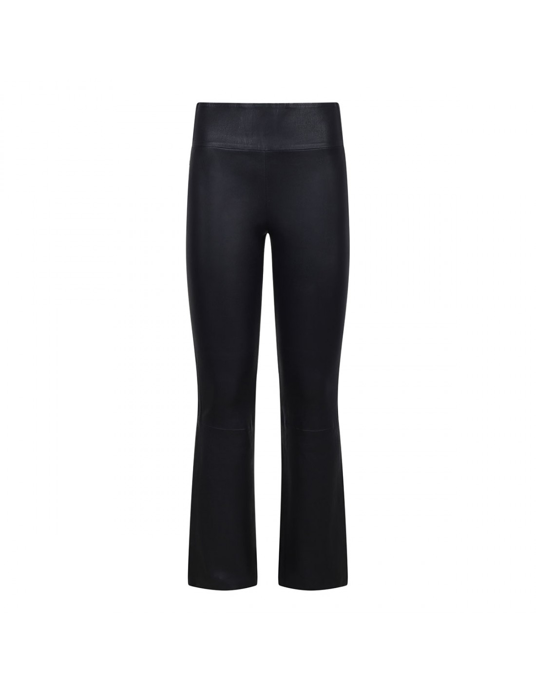 Navy leather ankle flare pants