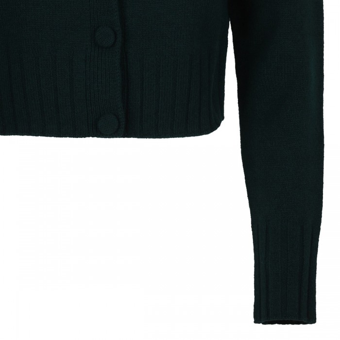 Pine green wool cropped cardigan