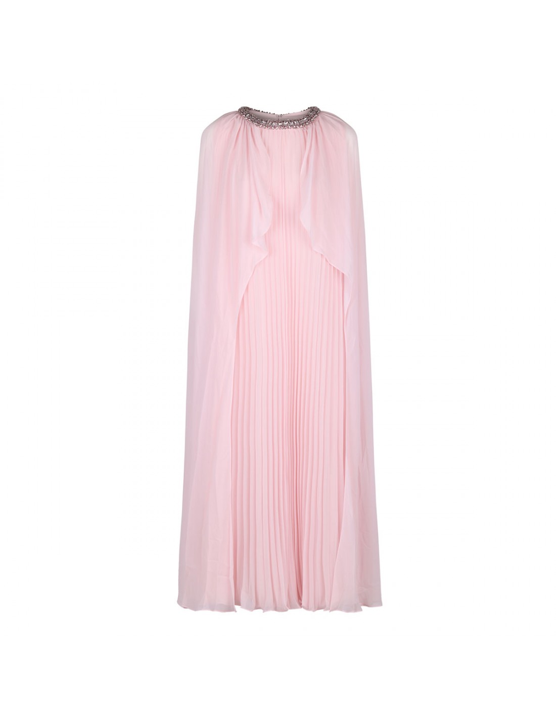 Pink chiffon cape midi dress