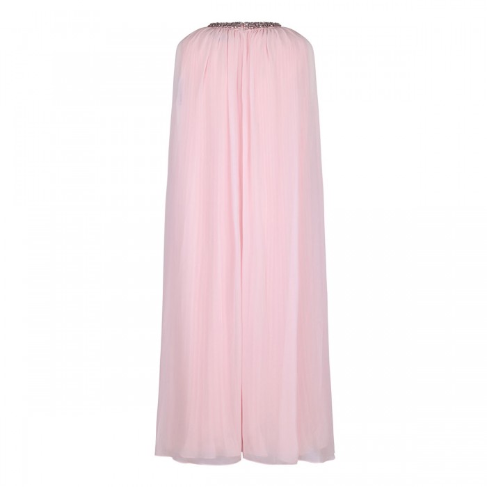 Pink chiffon cape midi dress