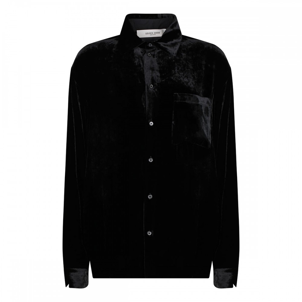 Black velvet effect shirt