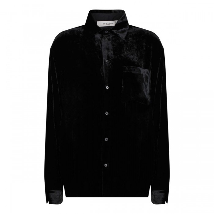 Black velvet effect shirt