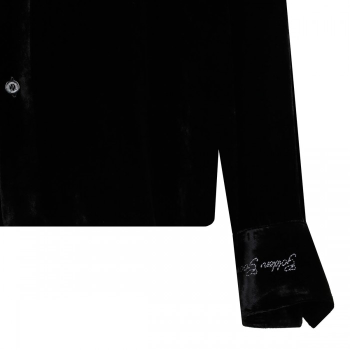 Black velvet effect shirt