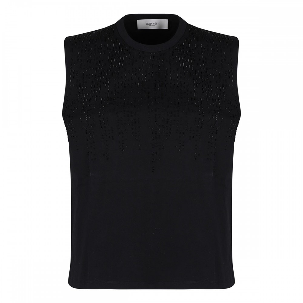 Black sleeveless top