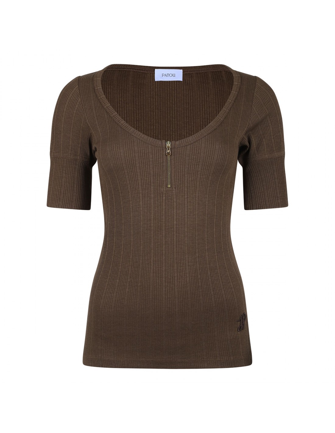 Mocha hue zipped T-shirt