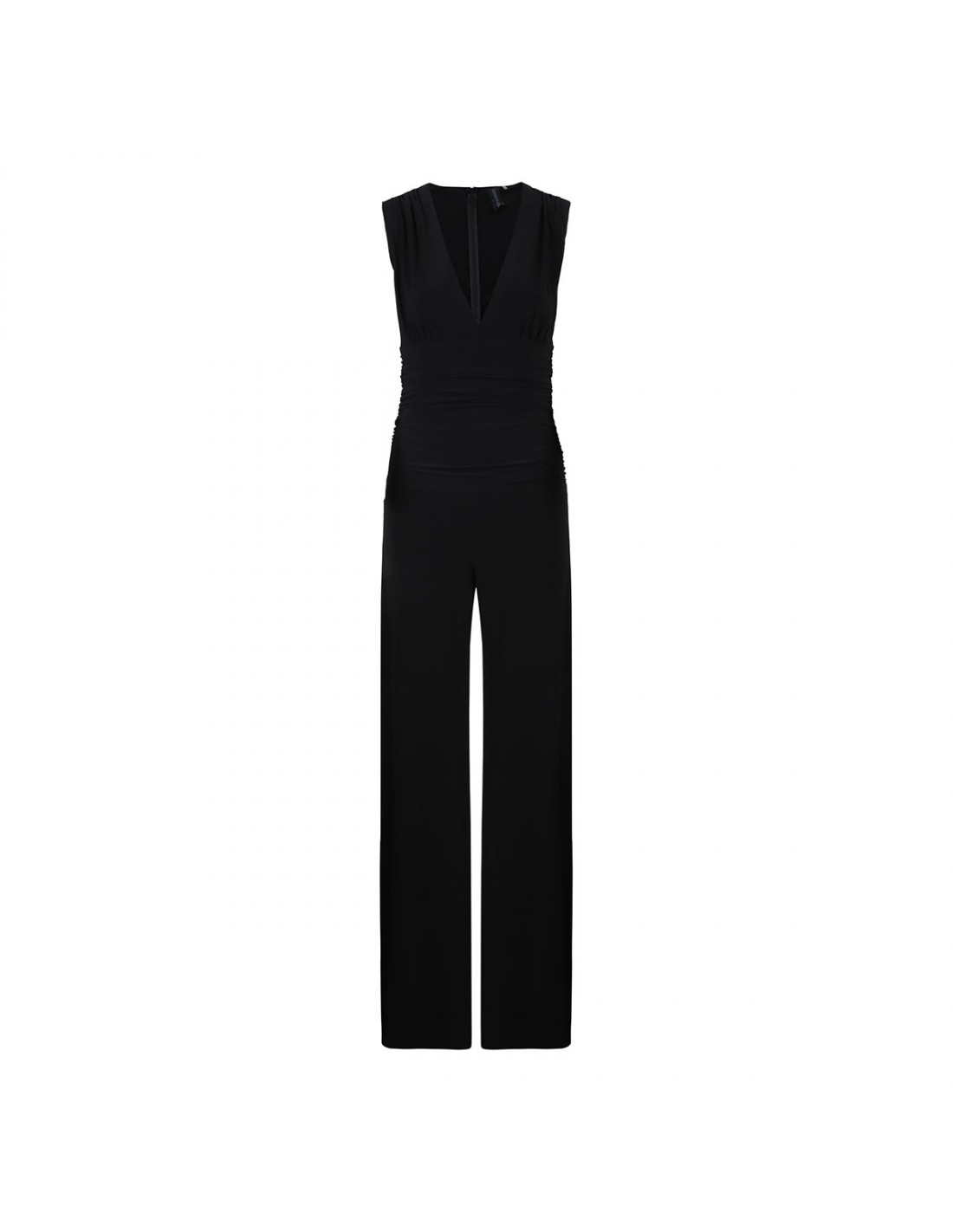 Sleeveless V-neck shirred waist jumpsuit