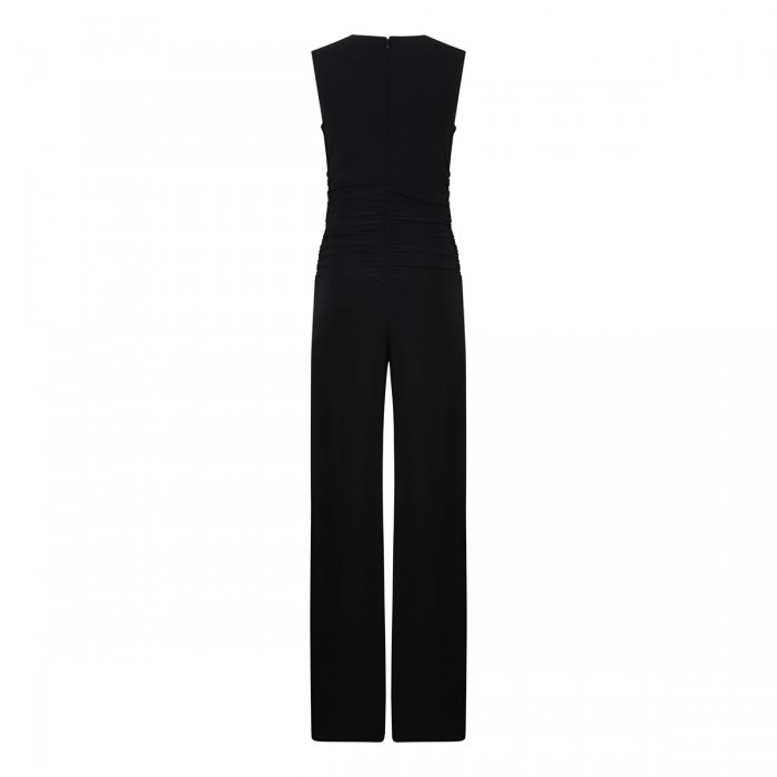 Sleeveless V-neck shirred waist jumpsuit