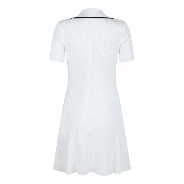 White viscose rib knit mini dress