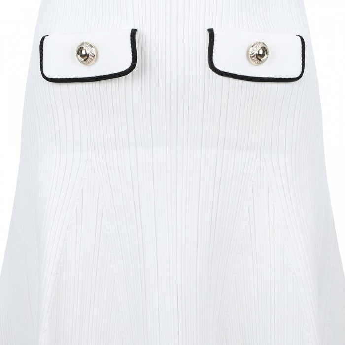 White viscose rib knit mini dress