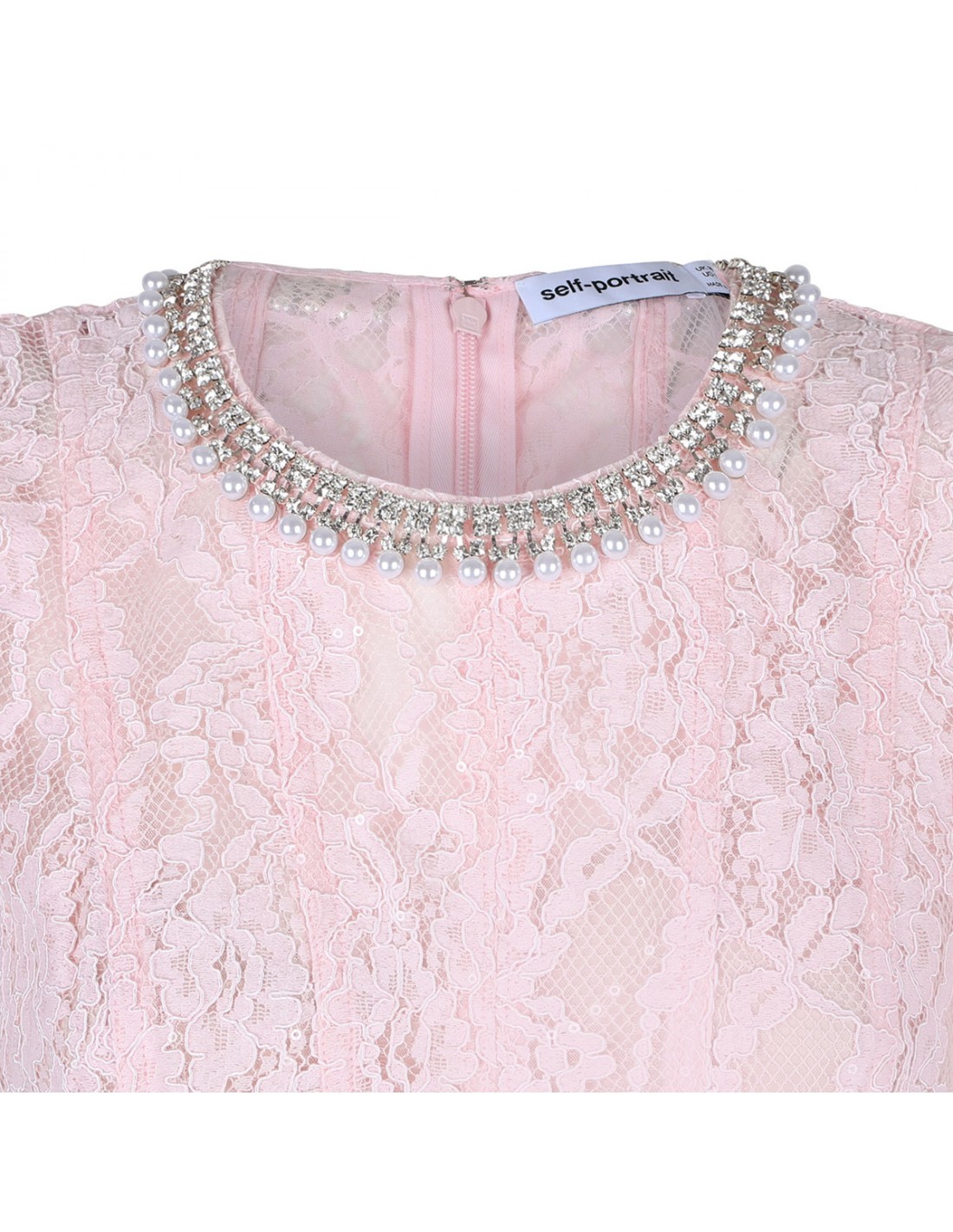 Pink lace embellished midi dress