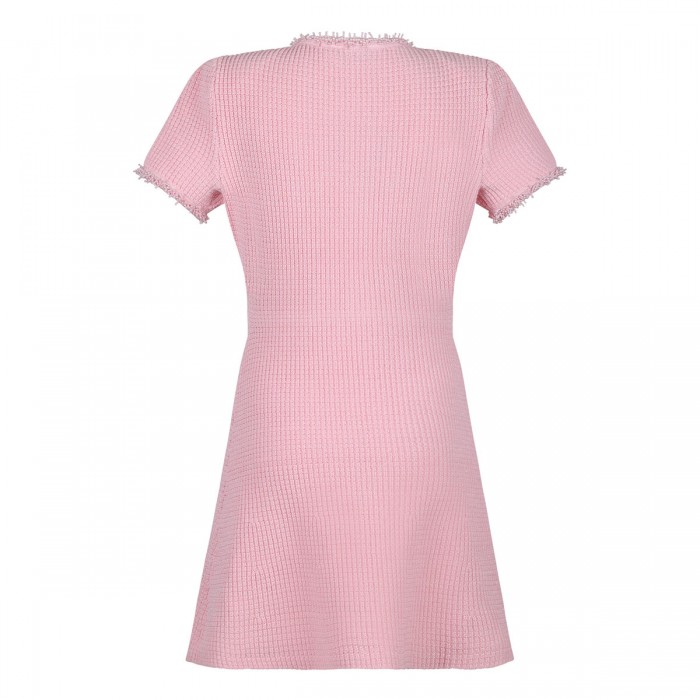 Pink textured knit mini dress