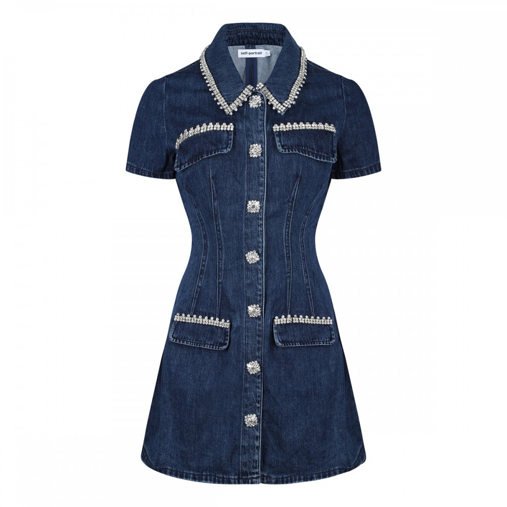 Denim collared mini dress