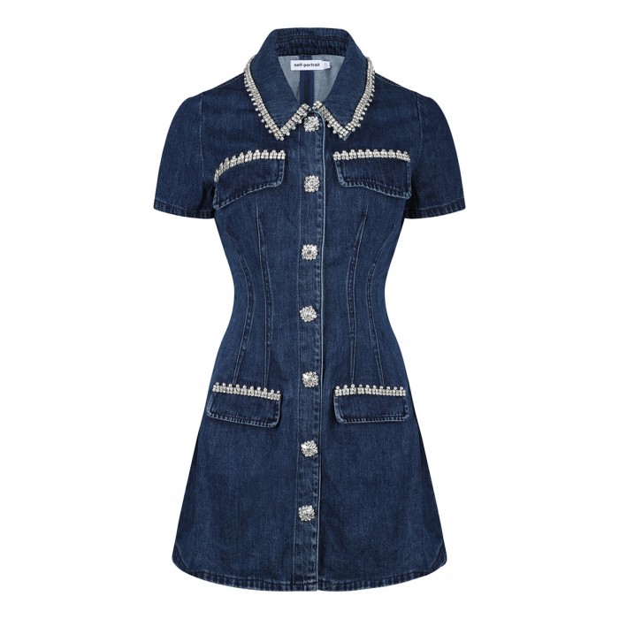 Denim collared mini dress