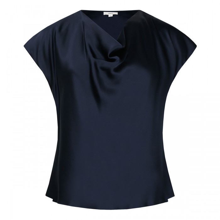 Cowl neck cap sleeve blouse