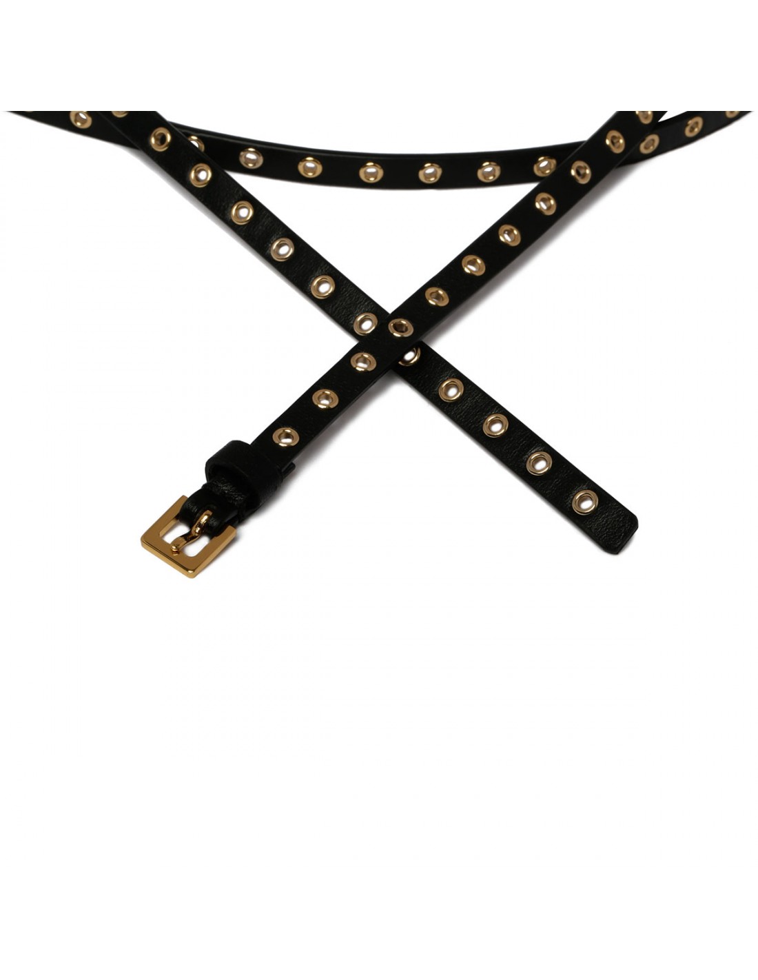 Black mini eyelet belt