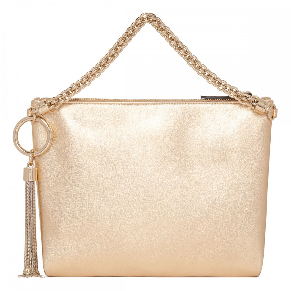 Callie gold metallic leather clutch