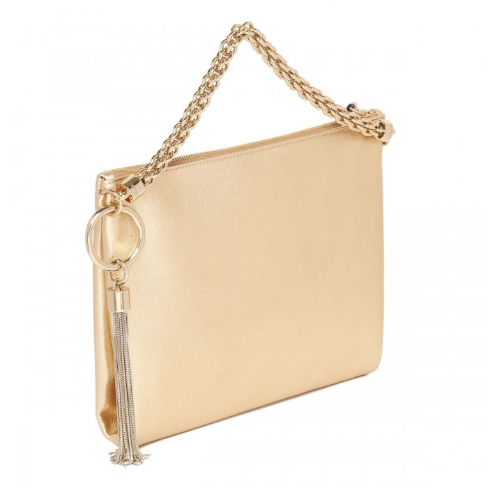 Callie gold metallic leather clutch