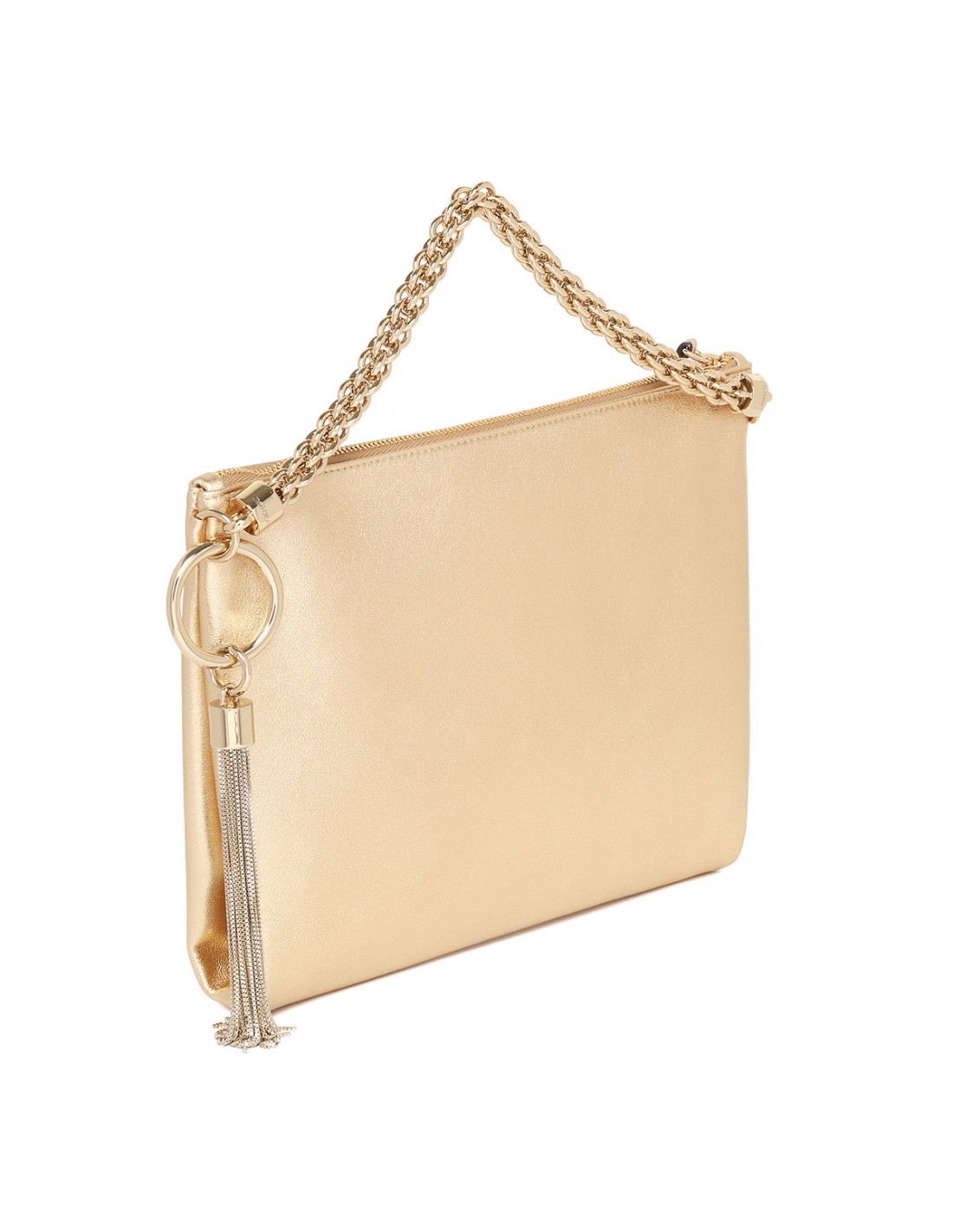 Callie gold metallic leather clutch