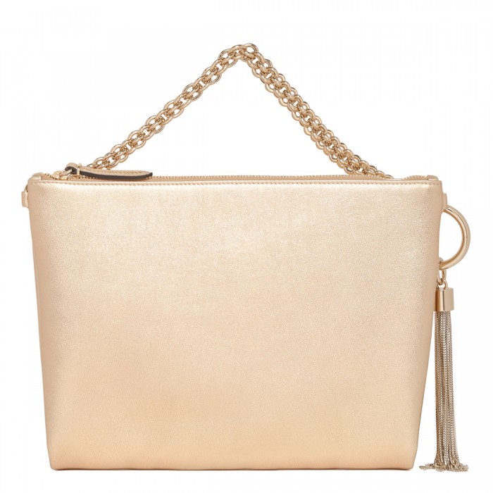 Callie gold metallic leather clutch