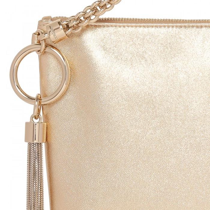 Callie gold metallic leather clutch