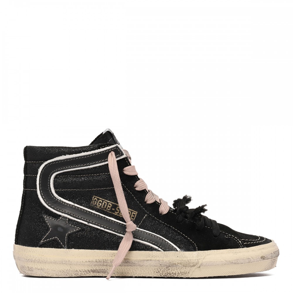 Slide black glittery sneakers