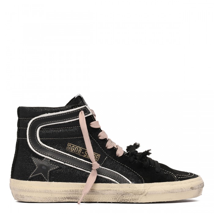 Slide black glittery sneakers