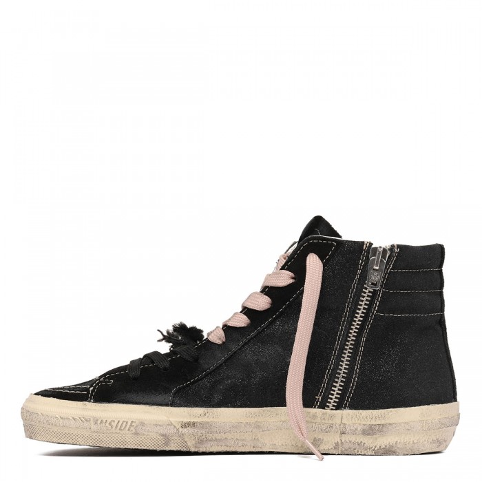 Slide black glittery sneakers