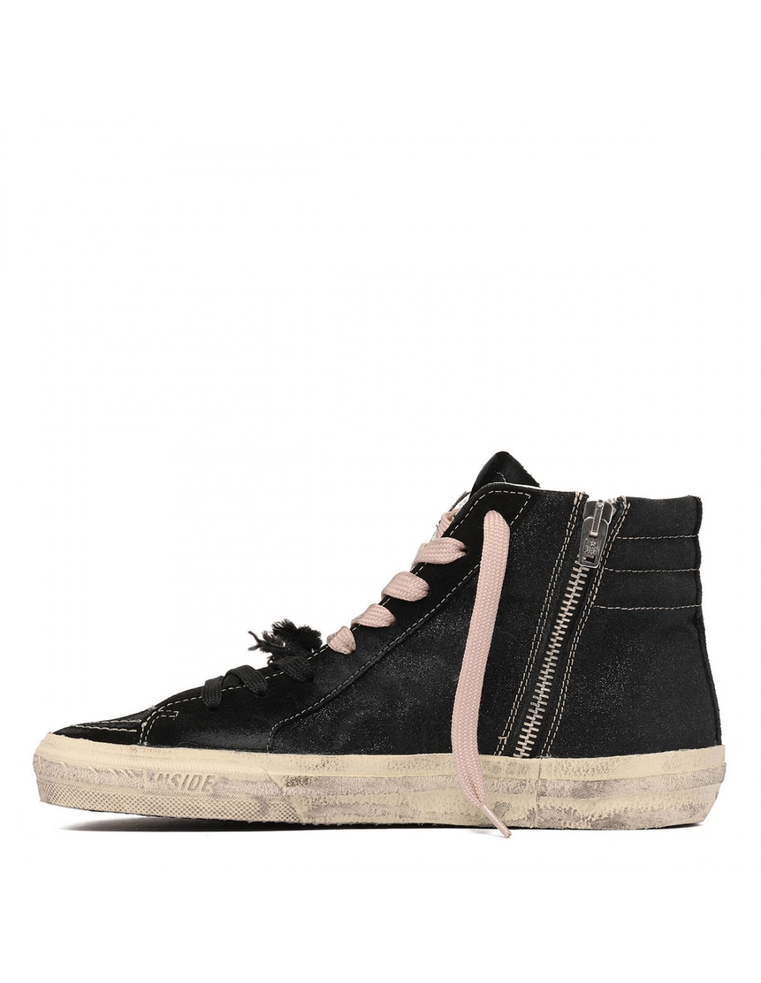 Slide black glittery sneakers