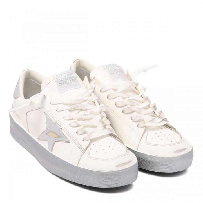 Stardan silver mirror-effect star sneakers