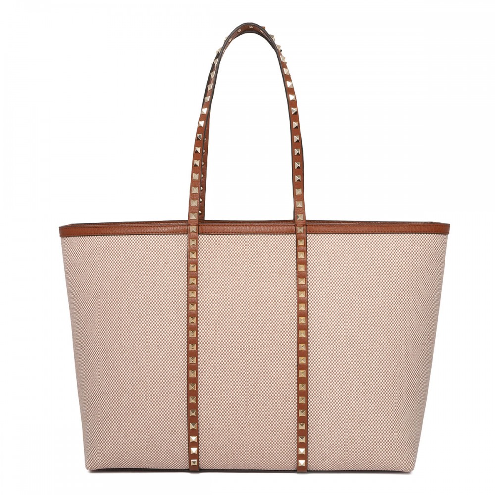 Rockstud canvas shopping bag