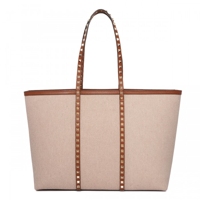 Rockstud canvas shopping bag