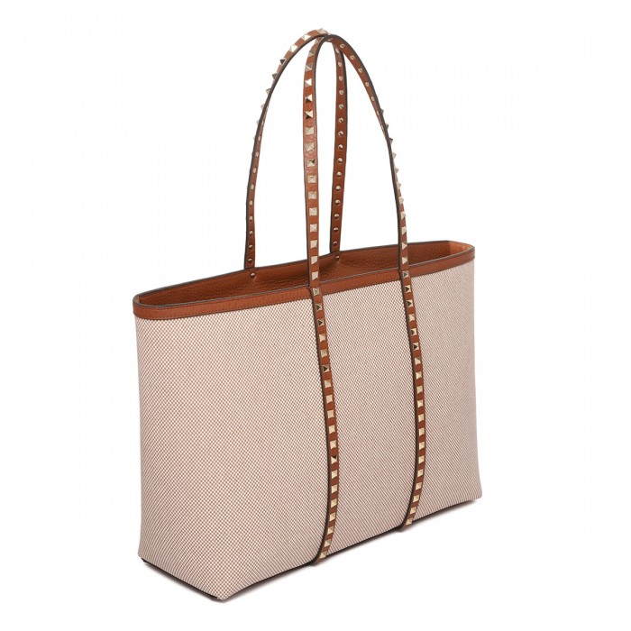 Rockstud canvas shopping bag