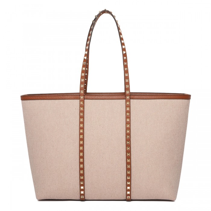 Rockstud canvas shopping bag