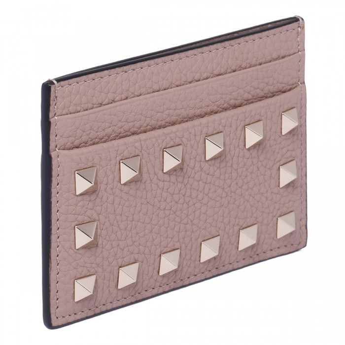 Rockstud poudre pink cardholder