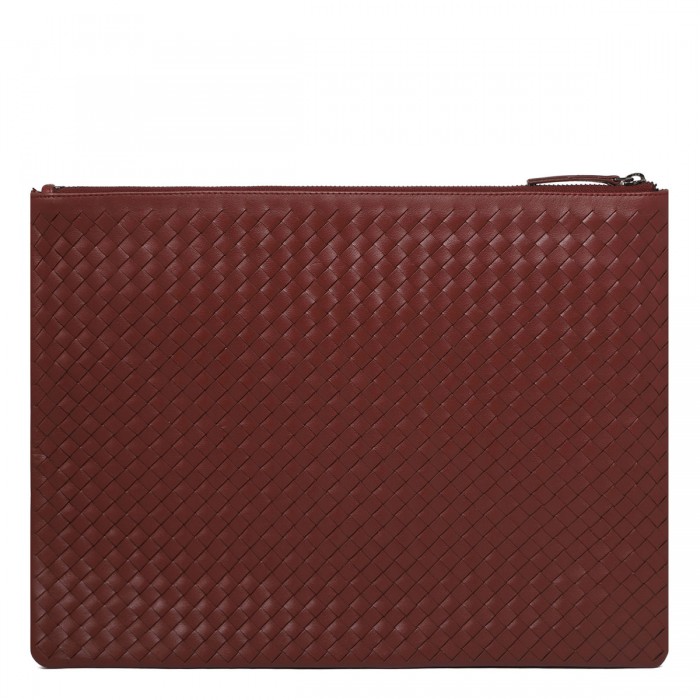 A4 bordeaux leather pochette