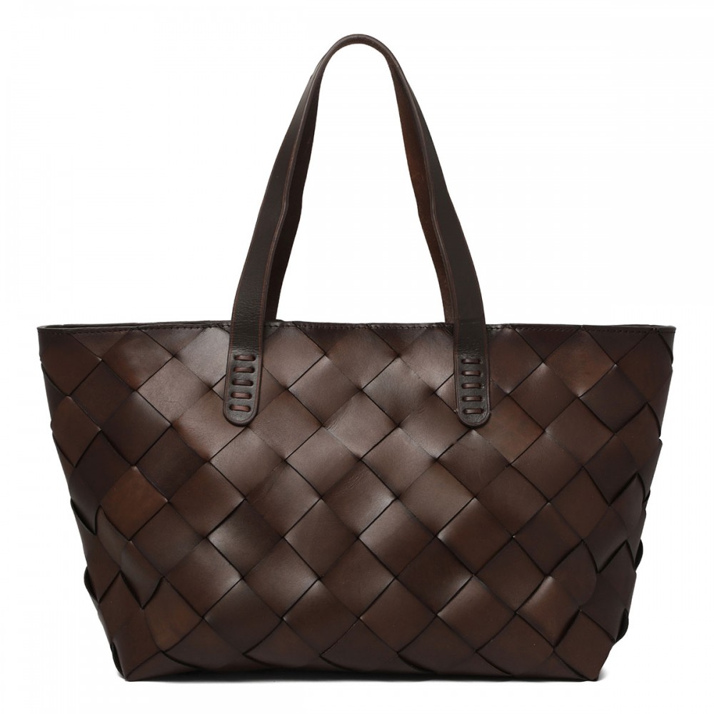 Crossover leather tote bag