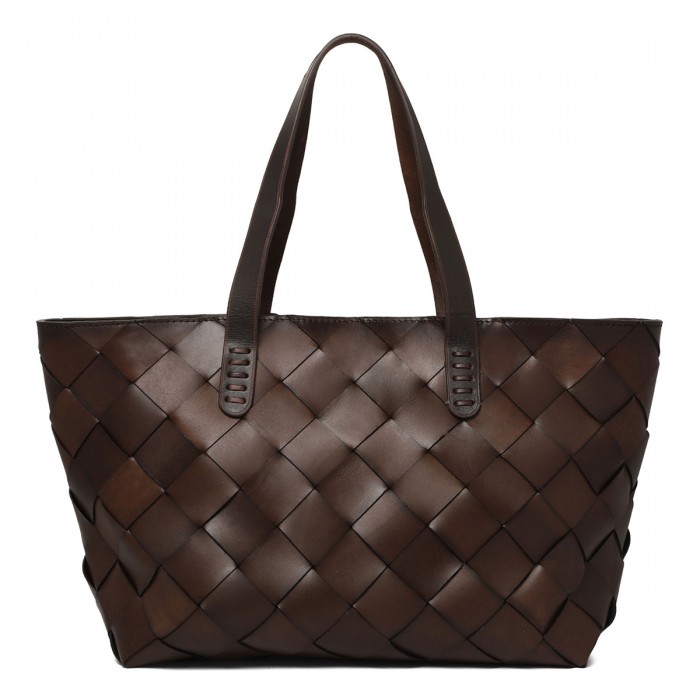 Crossover leather tote bag