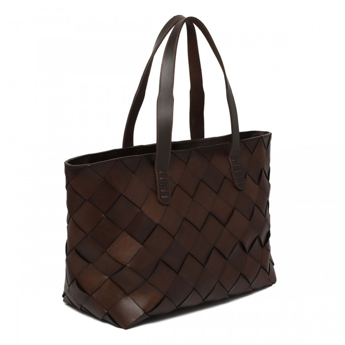 Crossover leather tote bag