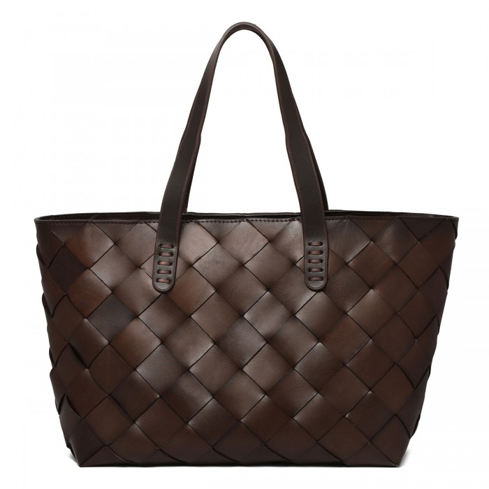 Crossover leather tote bag