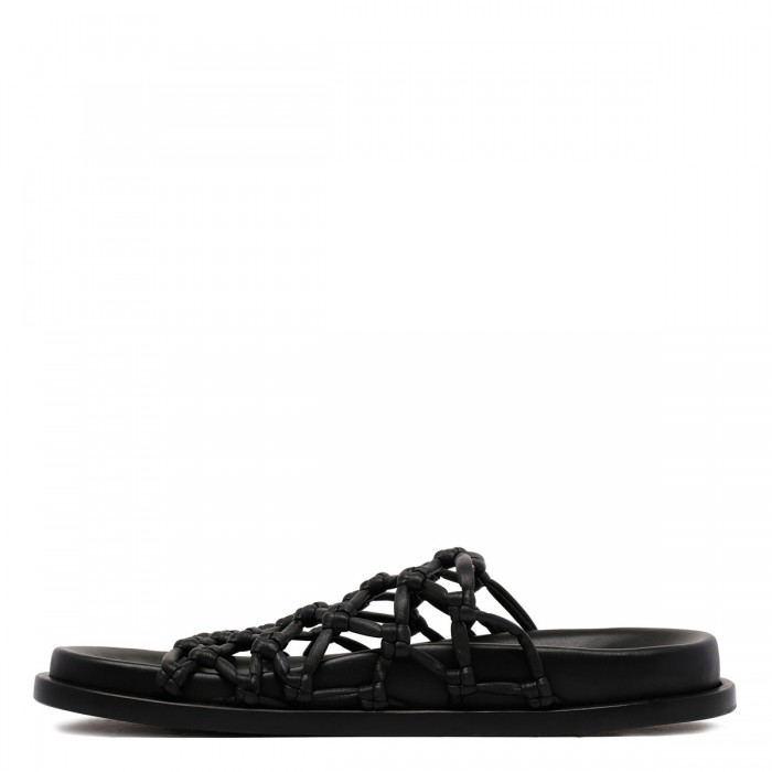 Black flat slide sandals