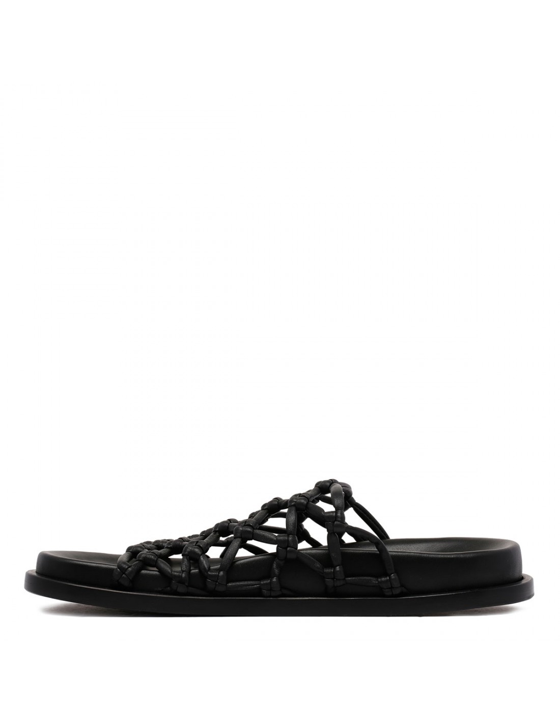 Black flat slide sandals