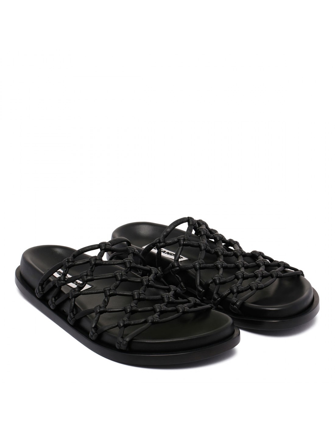 Black flat slide sandals