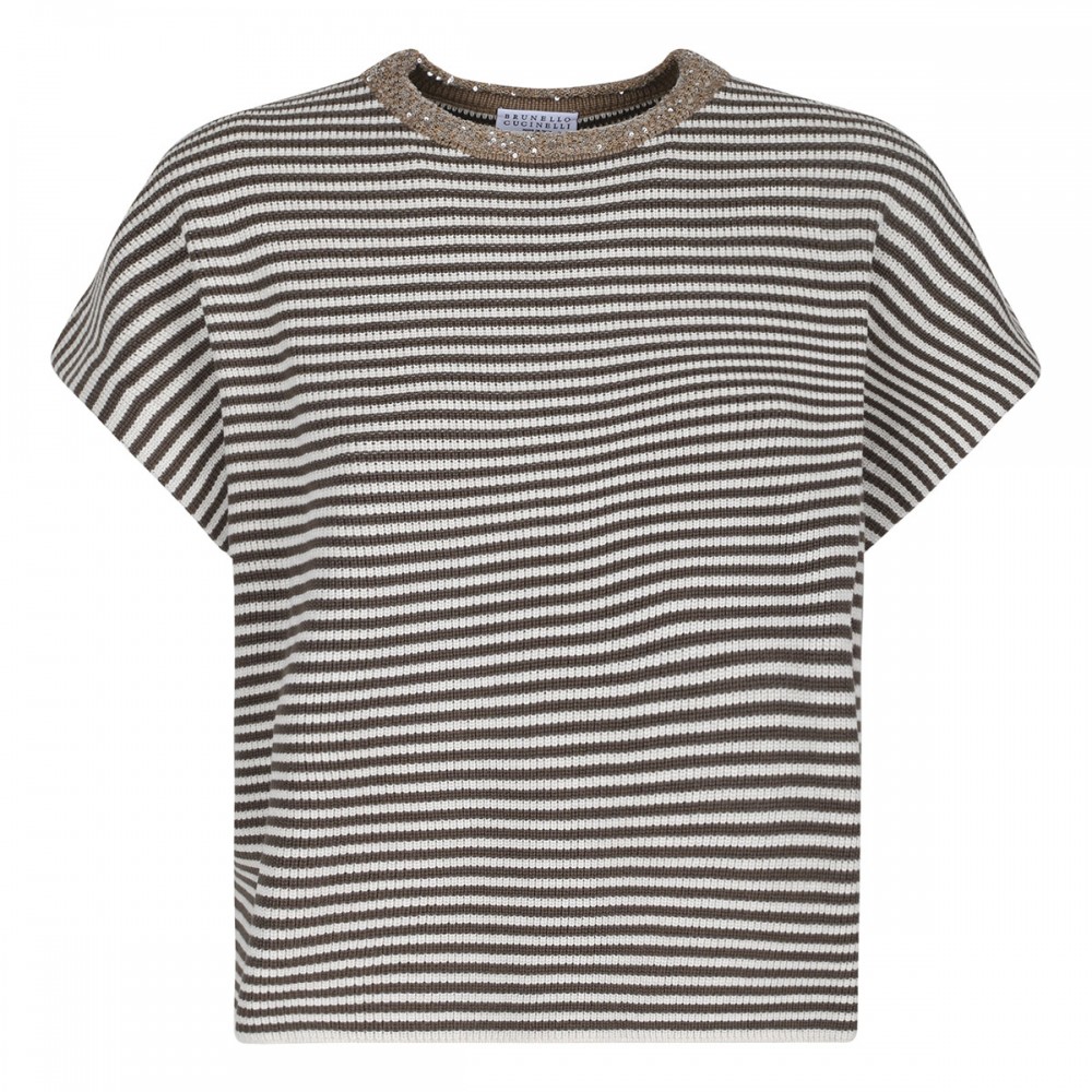 Striped cotton knit T-shirt