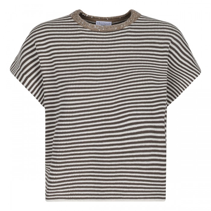 Striped cotton knit T-shirt